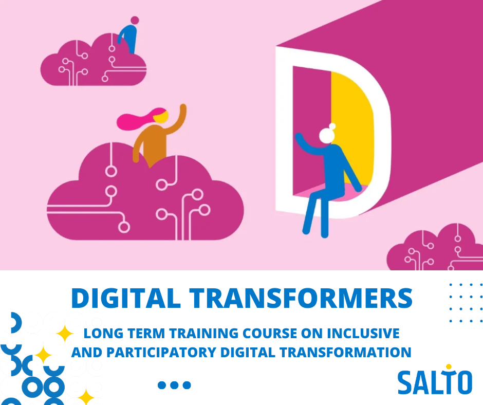 Digital Transformers poster Graphic illustration, letter D in the center